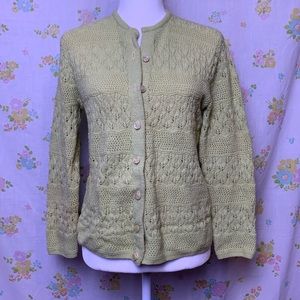 Vintage Crochet Lime Green Sweater Size Medium